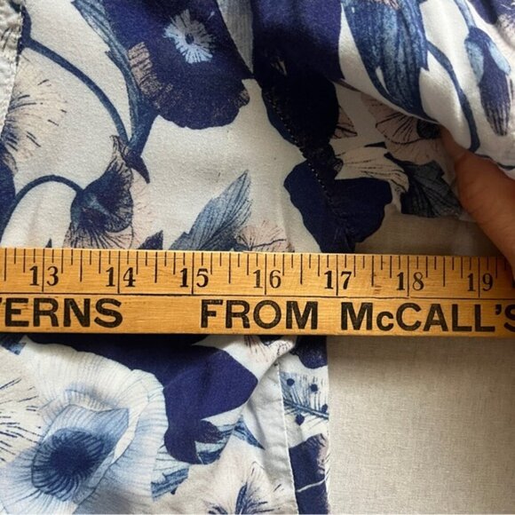 Blue Sky button down floral bamboo short sleeve blouse Sz XS - Picture 6 of 7